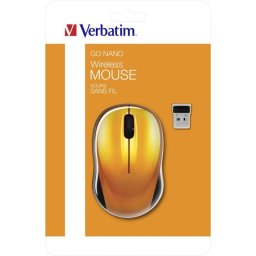 Ratón Verbatim Go Nano inalámbrico RF 2,4 GHz 1600 DPI naranja