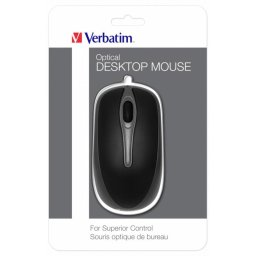 Ratón Verbatim con cable USB 1000 DPI negro y gris ambidiestro