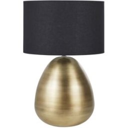 Maisons du Monde Lámpara de mesa de metal dorado con pantalla de algodón negro D.51 cm