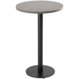 Oviala Mesa alta redonda 60 cm pie negro y revestimiento de hormigón gris
