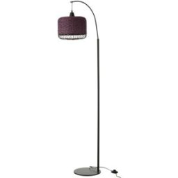 J-line Lámpara farol de metal y fibra marrón 56x27x168 cm