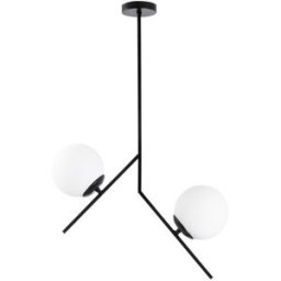 Wonderlamp Lámpara de techo negro con tulipas de cristal opal