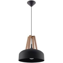 Sollux Lighting Lámpara de techo madera negra y natural acero/madera alt. 85 cm