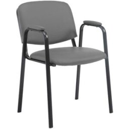 CLP Silla con patas de metal y asiento en simil cuero gris