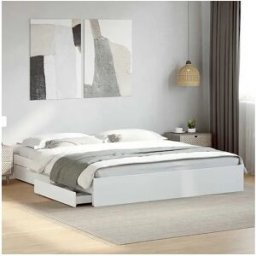 vidaxl Estructura cama con cajones madera ingeniería blanca 200x200 cm