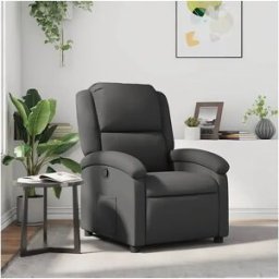 vidaxl Sillón reclinable de cuero auténtico gris