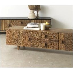 Mueble TV de madera maciza de mango marrón