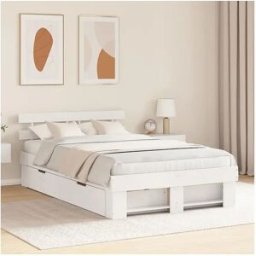 Clicnbuy Estructura de cama Blanco 135 x 190 cm Madera maciza de pino