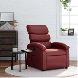 vidaxl Sillón reclinable de cuero sintético rojo tinto