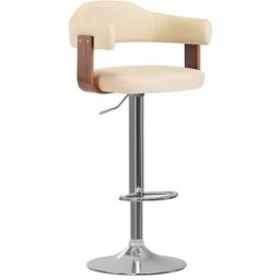 vidaxl Taburetes de cocina 2 uds cuero sintético madera curvada crema