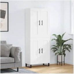 Clicnbuy Aparador alto madera contrachapada blanco 69,5x34x180 cm