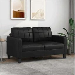 vidaxl Sofá de 2 plazas de cuero sintético negro 140 cm