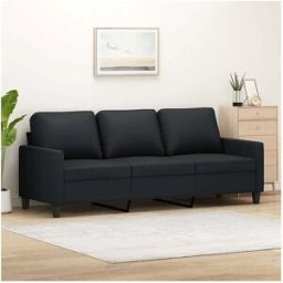 vidaxl Sofá de 3 plazas de cuero sintético negro 180 cm