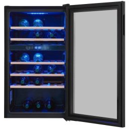 Enfriador de vino Exquisit WS2-45GTE-160G doble zona 45 botellas negro LED