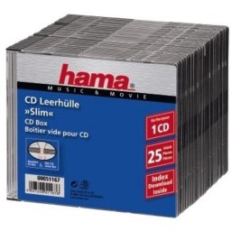 Funda CD Hama CD Slim Box Negro 25 unidades 1 disco
