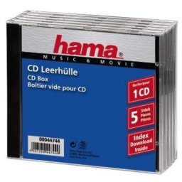 Funda Hama para CD Estándar Estuche Forma de Concha Negro Transparente Pack 5