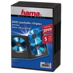 Funda Triple para DVD Hama 3 Discos Negro Pack de 5