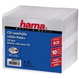 Funda Hama CD Slim Pack 4 Transparente Pack 10