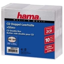 Pack 10 Fundas Hama CD Slim Double Jewel Case 2 Discos Transparente
