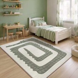 The carpet Alfombra infantil diseño cocodrilo, crema, 140 x 200 cm