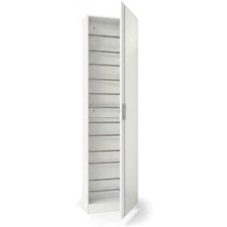 duehome Zapatero alto de 1 puerta con espejo 180x50 cm melamina blanco brillo