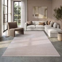 The carpet Alfombra acrílica, diseño moderno textura sutil, beige, 80 x 150 cm