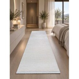 The carpet Alfombra acrílica, diseño moderno textura sutil, crema, 80 x 150 cm
