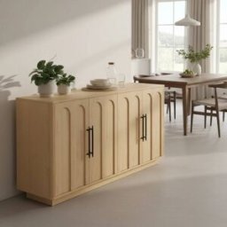Urban Meuble Aparador de roble con diseño de arco y tiradores negros