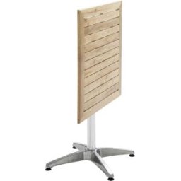 Oviala Mesa cuadrada de aluminio y madera con mesa inclinable