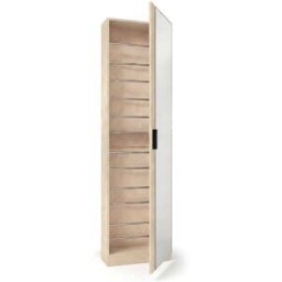 duehome Zapatero alto de 1 puerta con espejo 180x50 cm microcemento beige