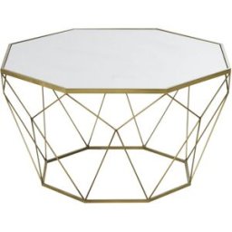 Maisons du Monde Mesa de centro de mármol blanco y metal color latón dorado D.80