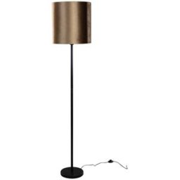 QAZQA Lámpara de pie negra con pantalla terciopelo bronce 40 cm