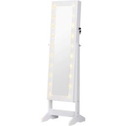Homcom Joyero pie con espejo 40x37x146cm blanco