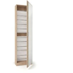 duehome Zapatero alto de 1 puerta con espejo 180x50 cm roble