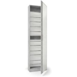 duehome Zapatero alto de 1 puerta con espejo 180x50 cm melamina gris cemento