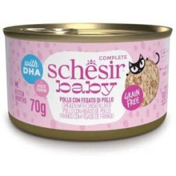 Schesir Baby Filetes Pollo con Hígado en Caldo Lata para Gatitos 12 x 70 gr