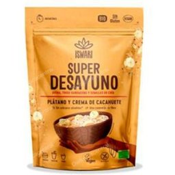 Iswari super desayuno platano y crema cacahuete 360gr. bio sg vegan