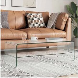vidaxl Mesa de centro de vidrio templado transparente 98x45x31 cm