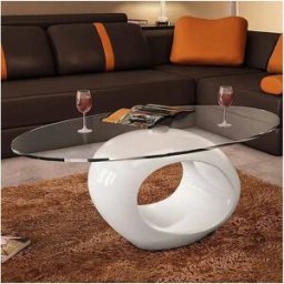 vidaxl Mesa de centro superficie ovalada de vidrio blanco brillante