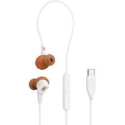 Auriculares JBL Endurance Run 3C con cable USB-C para deportes, resistentes IP65, marrón y blanco