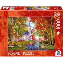 Puzzle Schmidt Spiele 1000 piezas Capilla en el encanto otoñal
