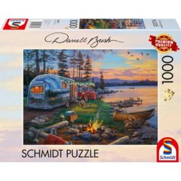 Puzzle Schmidt Spiele 1000 piezas Idilio de camping junto al lago