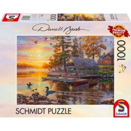 Puzzle Schmidt Spiele 1000 piezas Casa de botes con canoas