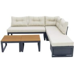 REDOM Conjunto de sofás de jardín de poliéster beige 191,5x191,5x79 cm