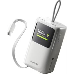 Power Bank Sharge Retractable 10000 mAh 45 W Cable retráctil Blanco
