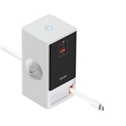 Estación Dock Baseus PowerCombo GaN III 65 W USB-C 2x USB-C 2x USB-A Blanca