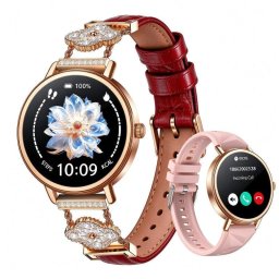 Blackview X30 Bluetooth 1,26" Caja oro rosa Correa roja