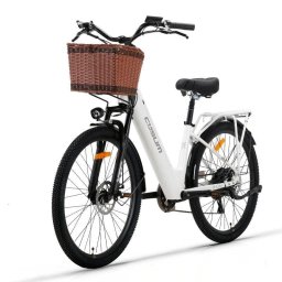 Bicicleta Eléctrica Cysum X-City 250W 48V 10,4 Ah Shimano 7 Velocidades 26" Blanca