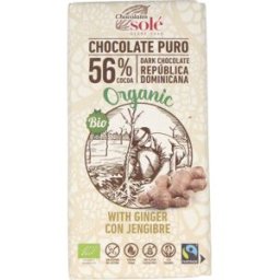 Chocolates sole chocolate negro 56% con jengibre 100gr. eco