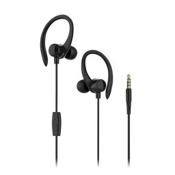 Auriculares Dam Electronics S07 con cable minijack para deporte, micrófono y control, color negro